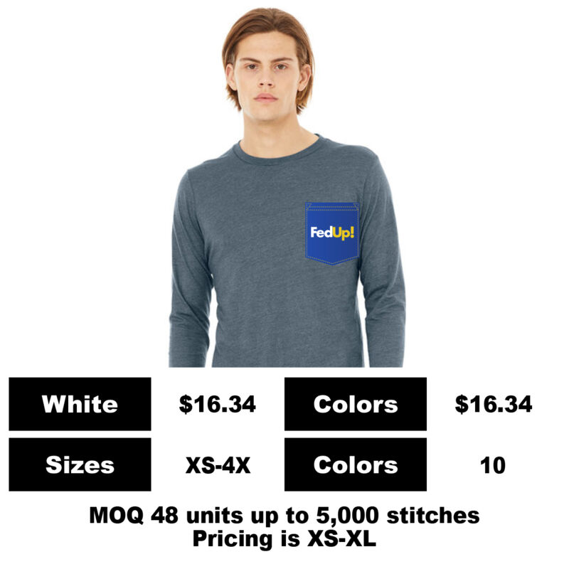 B3501CVC-P: Screen Print on Pocket - 4.2 oz Blend Long Sleeve Pocket T-Shirt
